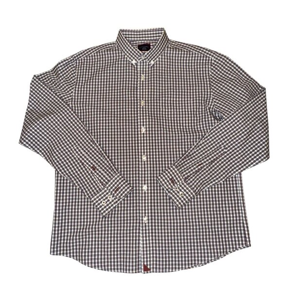 NWOT UNTUCKit Red Navy White Check Plaid Long Sleeve Button Down Shirt S… - Picture 1 of 10